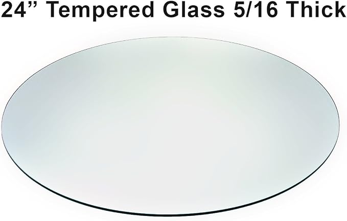 Audio-Visual Direct 24" Tempered Glass Table Top with Rounded Edge 5/16" Thick