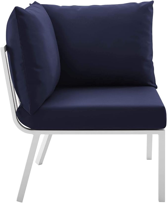Modway Riverside 4 Piece Outdoor Patio Aluminum Set, 114 x 61.5 x 28, White Navy