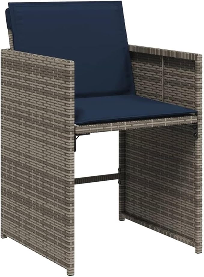 Afuera Living Contemporary Patio Garden Dining Set, Solid Acacia Wood Table, Powder-Coated Gray and Brown Finish, Weather-Resistant Cushions, Seats 4, Modern Outdoor Furniture for Backyard or Terrace
