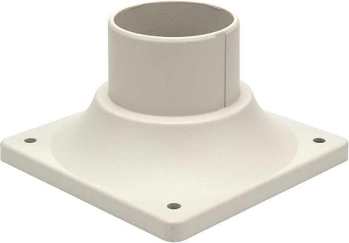 Pier Mount Base, Fits 3" Post Light, Rustproof and Thick Aluminum | Pole Light Adapter, 2.6mm Thick, Waterproof, Anti-rust, 6.1"Wx6.1"Dx4.02"H, White, 2 Pack