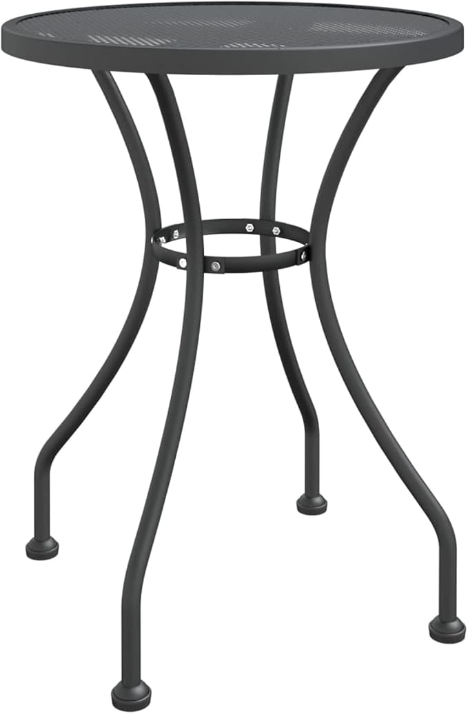 Gecheer Classic Mesh Top Outdoor Garden Table Sturdy Iron Frame for Drinks and Snacks, Anthracite 60x72 cm Diameter x Height