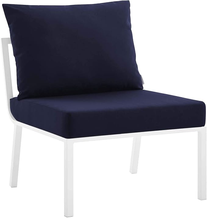 Modway Riverside 4 Piece Outdoor Patio Aluminum Set, 114 x 61.5 x 28, White Navy