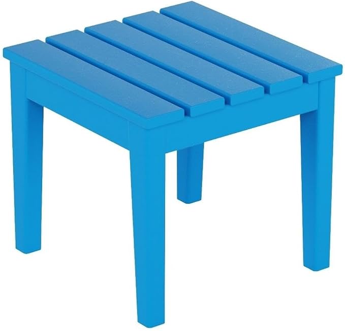 Costaelm Small Outdoor Side Table, Patio End Table Weather Resistant Outdoor Coffee Table, Square Conversation Table for Indoor, Porch, Balcony, Garden, Poolside, Deck, Pacific Blue