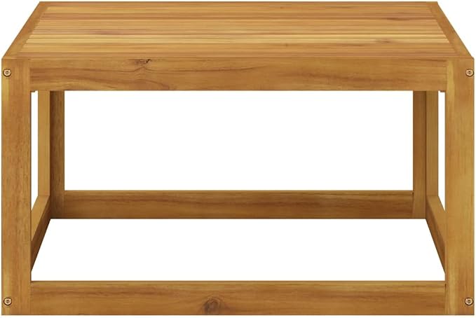 vidaXL Solid Acacia Wood Coffee Table - Square Outdoor Patio Garden Deck Table with Oil Finish, 26.7"x26.7"x11.4"