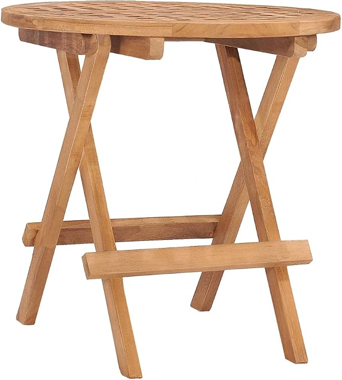 vidaXL Folding Patio Table, Outdoor Table, Garden Furniture for Backyard Lawn Balcony Terrace Picnic, Tea Table, Farmhouse Style, Solid Teak Wood