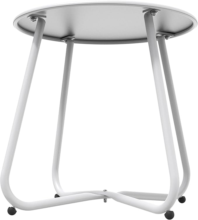 Grand patio Outdoor Side Table 18-inch Round End Table Accent Table for Bistro Balcony Apartment White
