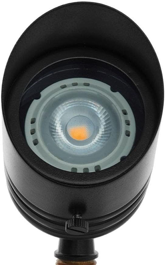 VOLT 12V Fat Boy Outdoor Spotlight (Black) & 5W 3000K MR16 LED Bulb | Solid Brass with Durable Powder Coating, 400 Lumens of Modern White Light, Ideal for Yard, Garden, Trees & House