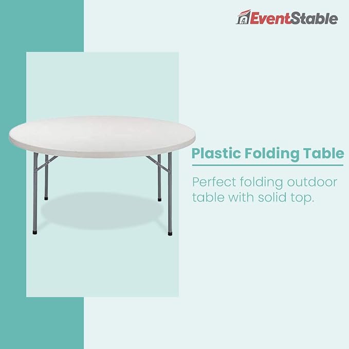 EventStable TitanPRO Plastic Folding Table - Polyethylene Sturdy Outdoor Folding Table - Lightweight Fold Up Table for Weddings Cocktail Parties patios 10-72''