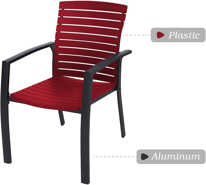 3-Piece Outdoor Dining Set, Small Patio Table with Aluminum Chairs | 27.5" Small Metal Outdoor Table, Aluminum Chair with Resin Seat and Backrest, Perfect for Garden, Deck, Poolside, Balcony