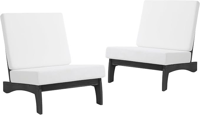 2 Piece Dark Wood Patio Chairs Outdoor Bistro Chair, All Weather Outdoor Furniture Patio Sofa Backyard Seating Group Conversation Sets with Beige Cushions