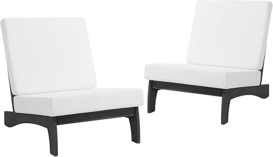 Pia Ricoo Patio Chairs Set of 2, Heavy Duty Wood Patio Furniture Set with Thick Cushions, Bistro Set All-Weather Outdoor Chairs for Balcony, Deck, Poolside, Porch - Beige/Dark