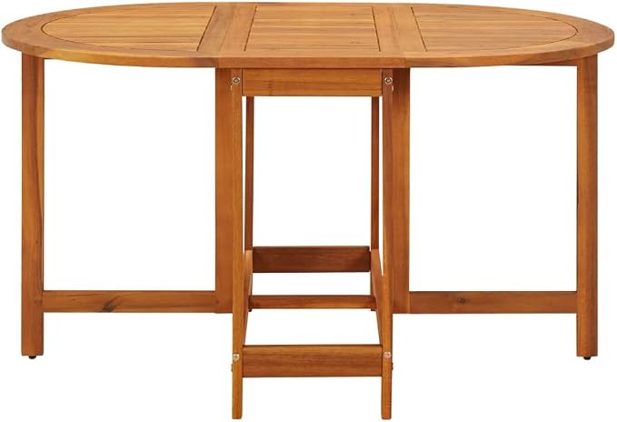 vidaXL Solid Acacia Wood Patio Drop Leaf Table Oval Dinning Stand Furniture