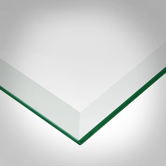 Dulles Glass 20 inch Square Glass Table Top - Tempered - 1/2" Thick Glass Surface, Safe Beveled Edge, Eased Corners, Multipurpose for Dining Table, Patio, Coffee and End Table