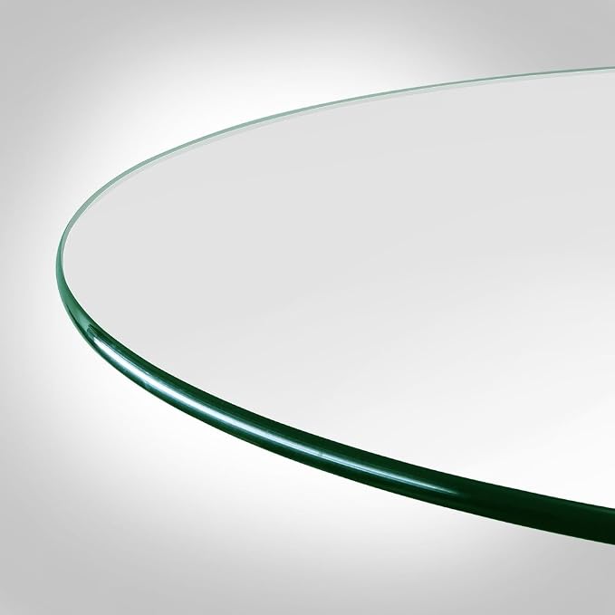 Dulles Glass 54 inch Round Glass Table Top - Tempered - 3/8" Thick Glass Surface, Safe Pencil Edge, Multipurpose for Dining Table, Patio, Coffee and End Table