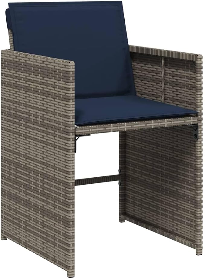 17 Piece Garden Dining Set, Patio Furniture with Foldable Chairs and Stools, PE Rattan Table and Chairs for Backyard and Outdoor Space, Grey