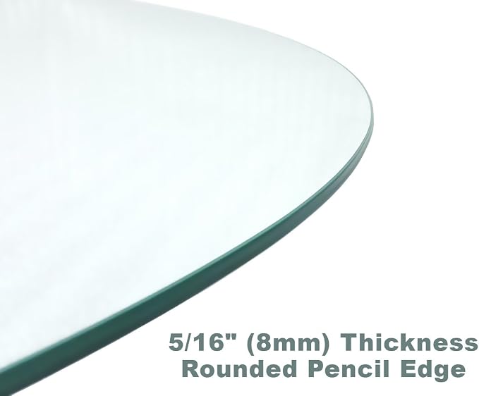 Audio-Visual Direct Tempered Glass Patio Table Top with Rounded Edge (36" with 1 5/8" Center Hole) Includes Free Umbrella Hole Ring and Cup Set
