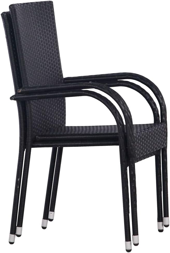 vidaXL Patio Dining Set 3 Piece, Outdoor Dining Table and Chairs, Patio Furniture Set, Conversation Set for Garden, Farmhouse, Black
