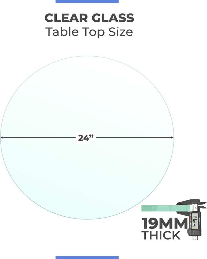 24" Inch Round Glass Table Top 3/4" Thick Tempered Beveled Edge by Fab Glass and Mirror