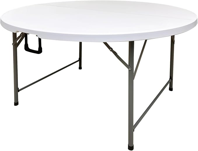 4.5FT Round Table, Round Folding Table 54 inches, Bifold Round Table, Plastic Dining Table, Event Commercial Table for Wedding, Party, Garden, Patio