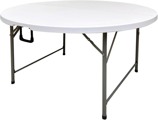 4.5FT Round Table, Round Folding Table 54 inches, Bifold Round Table, Plastic Dining Table, Event Commercial Table for Wedding, Party, Garden, Patio