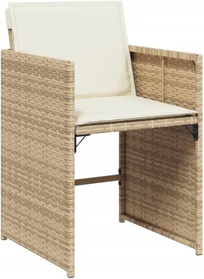 Afuera Living 7-Piece Poly Rattan Patio Dining Set, Brown Finish, Includes Acacia Wood Table and 6 Cushioned High-Back Chairs, Foldable Design, Weather-Resistant, Modern Style Outdoor Furniture for