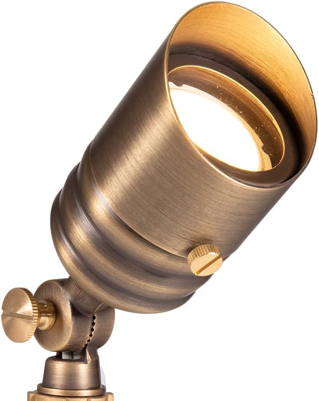 VOLT Fat Boy 12V Brass Outdoor Mini Spotlight (Bronze) with 5W 2700K Warm White 400 Lumen MR16 LED Bulb for Low Voltage Landscape Lighting of Yard, Lawn, Garden, Patio, Trees & House