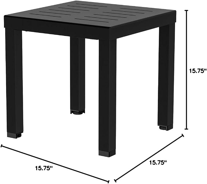 Square Aluminum Patio Side Table, Rustproof Outdoor Coffee Table | Powder-coated scratch-resistant aluminum top, all-weather sturdy frame, easy assembly for garden deck pool