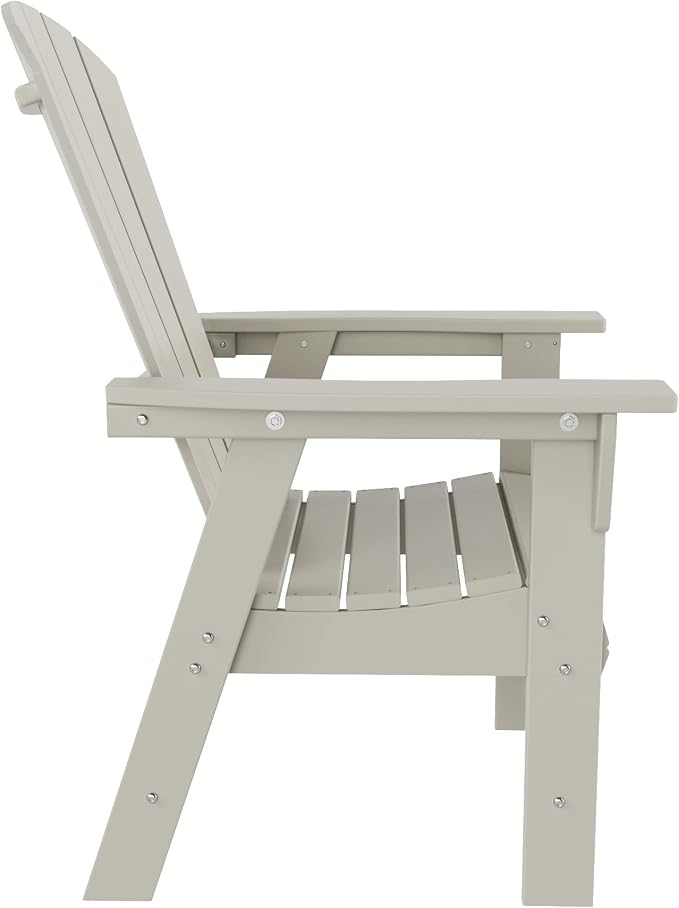 WestinTrends Dylan Adirondack Patio Dining Set for 6, All Weather Poly Lumber Outdoor Table and Chairs Set of 4, 71" Trestle Table and Adirondack Dining Chair with Dining Bench, Sand