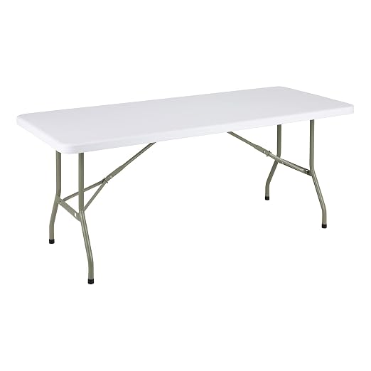 Norwood Commercial Furniture 6 ft Multipurpose Indoor Outdoor Heavy Duty Portable Rectangular Blow Molded Plastic Folding Table (30" W x 72" L) White,NOR-NAF3072WH-SO