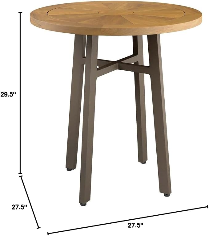 Modway Meadow Outdoor Patio Teak Wood Dining Table in Natural Taupe