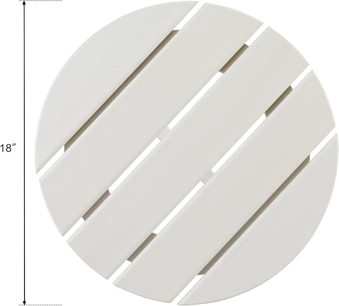 18" HDPE Adirondack Weather Resistant Square Side Table for Patio, Backyard, Pool, Indoor, Beach Use, Easy Maintenance (Round, White)