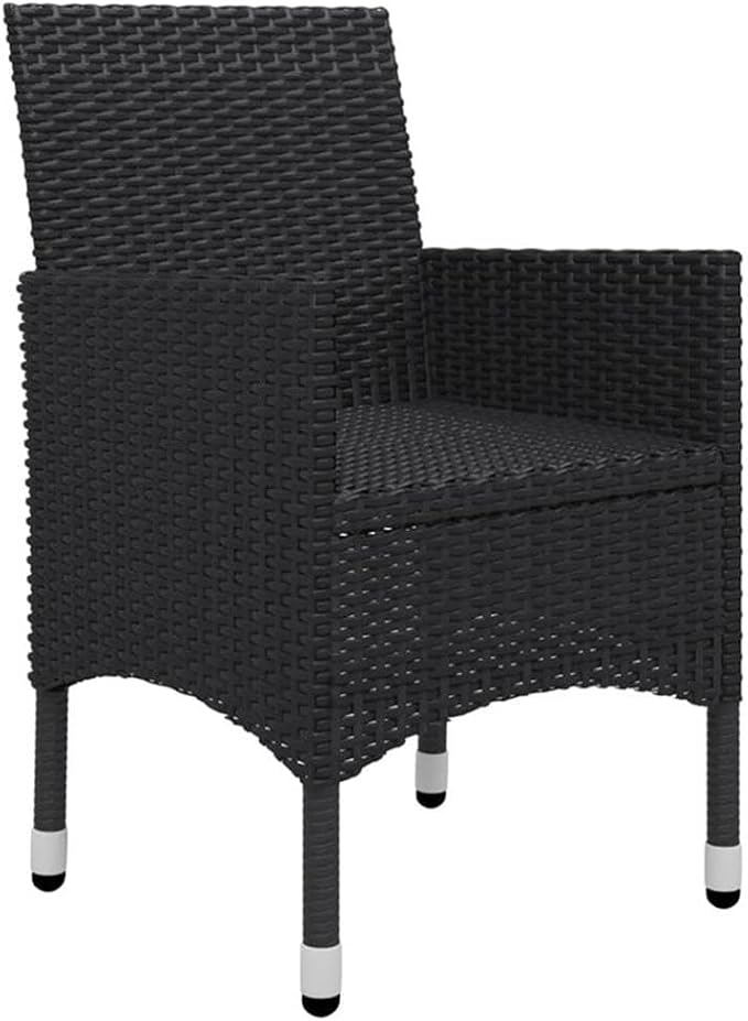 Afuera Living Patio Dining Set, Black Poly Rattan with Tempered Glass Tabletop, Matte Finish, Removable Cushion Covers, Spacious 9-Person Seating, Weather-Resistant Outdoor Furniture for Garden or