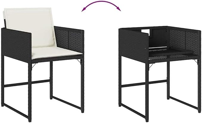 Afuera Living 11 Piece Poly Rattan Garden Dining Set, Black and Brown Finish, Acacia Wood Table, UV-Resistant PE Rattan, Removable Cushions, Seats 10, Outdoor Patio Furniture for Backyard or Sunroom