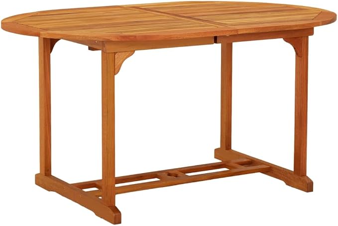 Solid Eucalyptus Wood Patio Table with Umbrella Hole 78.7x39.4x29.5 Inches Extendable Outdoor Dining Table for Garden, Deck, Backyard