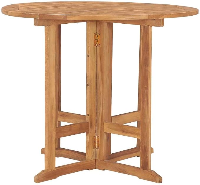 Solid Teak Wood Folding Dining Table for Outdoor Patio Garden Furniture with Space for 4 People and Easy Storage Design