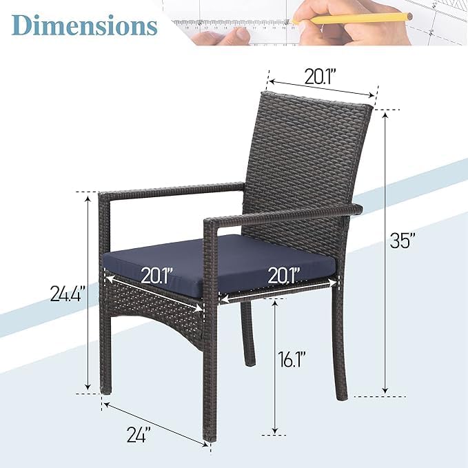 MFSTUDIO 9 Pieces Outdoor Patio Dining Furniture Set with 8 Wicker Chairs, Patio Large Rectangle Metal Table Set for 8 with 1.7'' Umbrella Hole, Outdoor Table and Rttan Chairs Dining Set