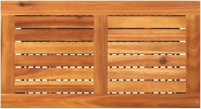 Black Poly Rattan Small Garden Table with Acacia Wood Top, 27.6"x15"x16.5" Patio Side Table for Outdoor Use