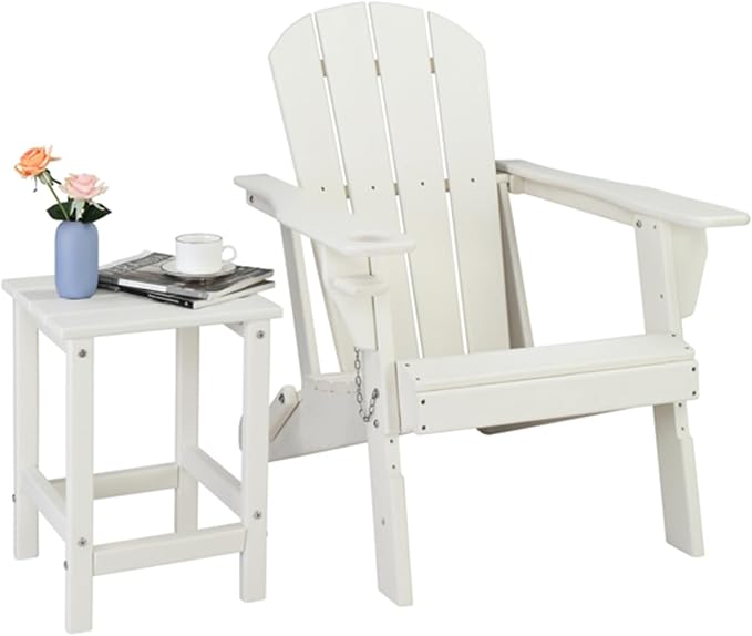 BOYANG 14x14x18.5in Square Side Table, Single Layer HDPE Outdoor Side Table, Composite Patio Side Table, Small Outdoor Coffee Table for Lawn, Garden, Pool, Balcony (White)