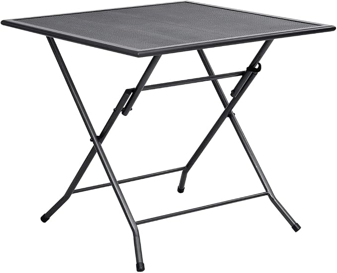 Folding Mesh Table,Square Table,Picnic Table,Picnic Table,Bistro Table,Card Table,Balcony Table,for Porch Deck Garden Backyard,31.5"x31.5"x28.3" Steel Anthracite