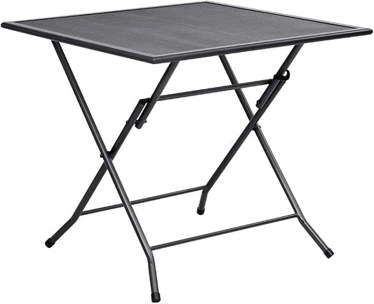 Folding Mesh Table,Square Table,Picnic Table,Picnic Table,Bistro Table,Card Table,Balcony Table,for Porch Deck Garden Backyard,31.5"x31.5"x28.3" Steel Anthracite