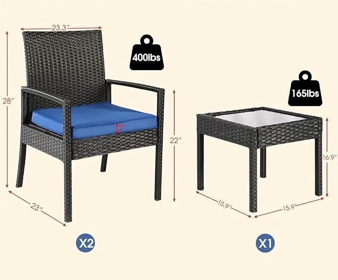 Outdoor Patio Furniture Sets Rattan Conversation Set with Comfortable Cushions Chairs and Coffee Table Outdoor Sectional for Garden Backyard Porch Poolside
