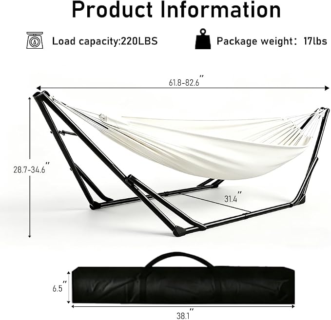 2-in-1 Kids Hammock Chair with Stand, Foldable Steel Frame Holds 220 LBS | Convertible swing hammock chair for lounging, rustproof frame, no-tool setup, carry bag for playroom yard camping indoor use