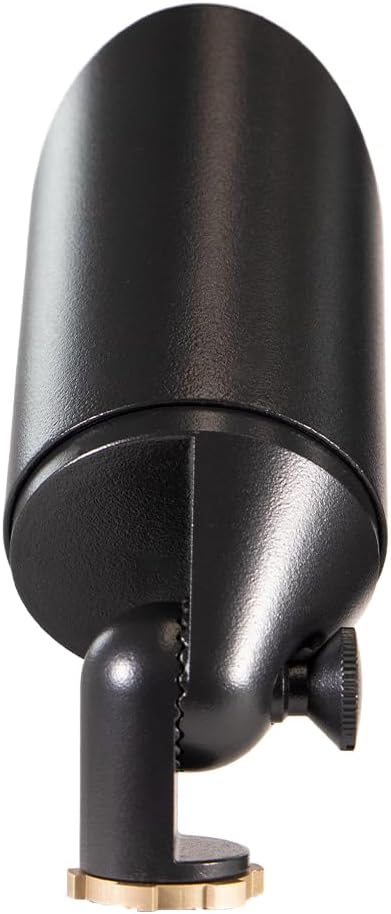 VOLT Top Dog Scotty 12V Cast Brass Outdoor Spotlight (Black) with 5W 2700K Warm White 400 Lumen MR16 LED Bulb for Low Voltage Landscape Lighting of Yard, Lawn, Garden, Patio, Trees & House