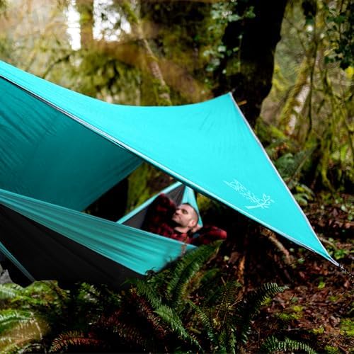 Wise Owl Outfitters Hammock & Rain Fly Bundle – Double Camping Hammock with Tree Straps and Waterproof Tarp, Lightweight Shelter for Hiking & Travel