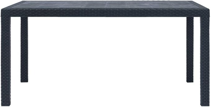 7 Piece Outdoor Dining Set, Anthracite Patio Furniture with Rectangular Table and 6 Chairs with Cushions, Rattan Look Synthetic Plastic Set for Garden, Terrace and Backyard Dining