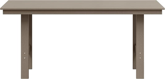 WestinTrends Ashore Outdoor Modern HDPE 66" Wide Rectangle Patio Dining Table for 6, Weathered Wood