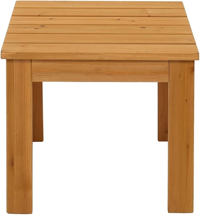 Outvita Outdoor Side Table, 18x18 Inch Square Wooden Coffee Table, Patio End Table with Natural Finish for Garden, Patio, Deck, Backyard, Porch