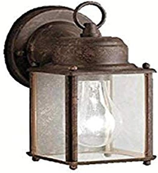 Kichler 9611TZ Patio Wall Sconce Lantern Outdoor Lighting, Tannery Bronze 1-Light (5" W x 9" H) 60 Watts