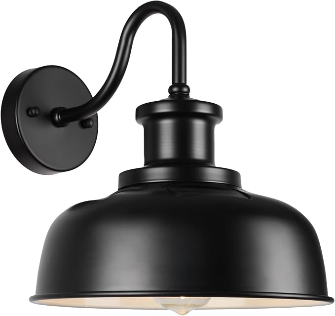 Solar Barn Light for Outside, Dusk to Dawn Outdoor Wall Lights Solar Powered, Farmhouse Exterior Wall Sconce, Industrial Outside Lighting Fixture, Rustic Lantern for Garage, Barn, Shed