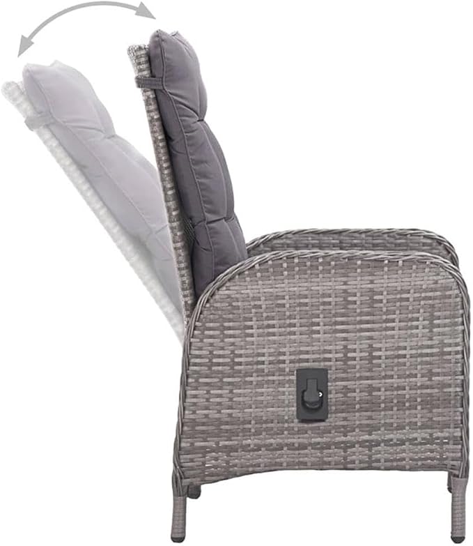 Afuera Living Synthetic Poly Rattan Patio Dining Set, 47.2 x 47.2 in Table, Gray Finish, 8 Armchairs with Cushions, Weather-Resistant, Modern Outdoor Furniture for Garden, Terrace, Backyard Dining